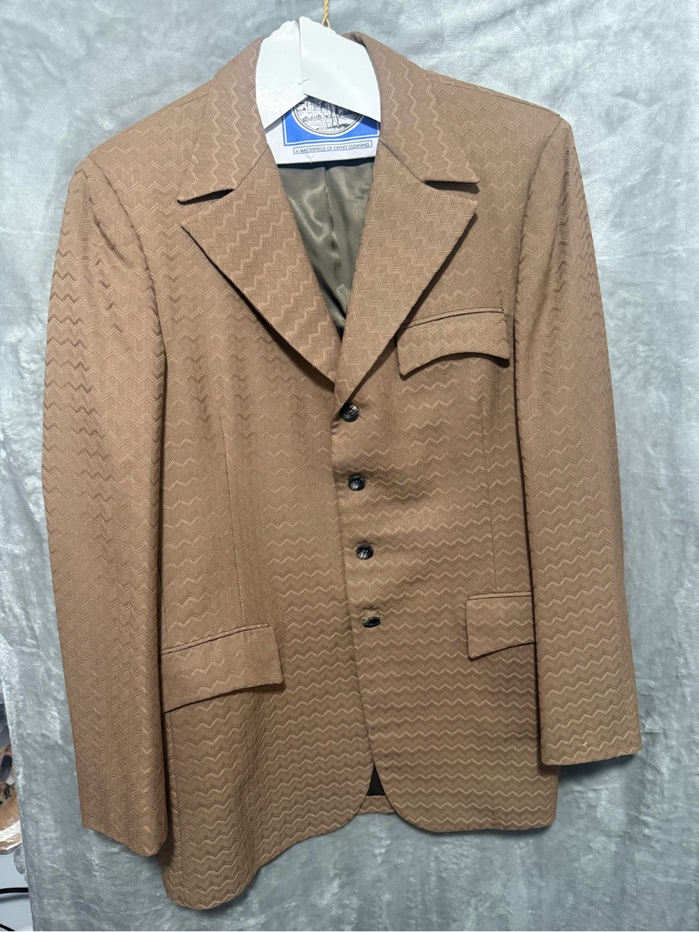 Women's Tan Textured Single-Breasted Blazer